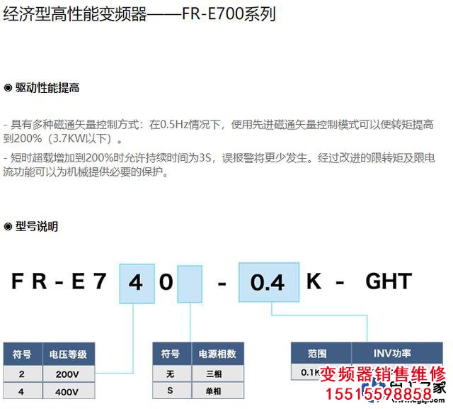 三菱變頻器全部的產品系列以及基礎選型